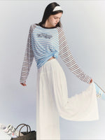 Striped Embroidery Top