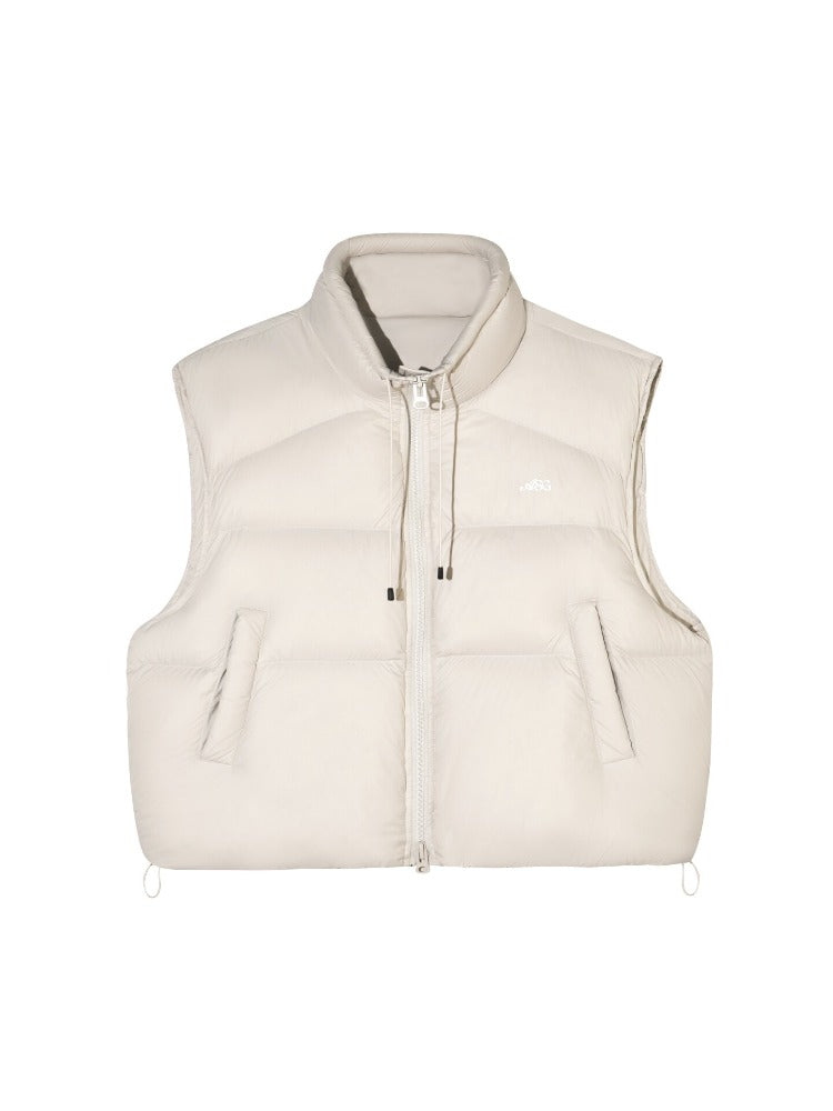 90% Down Puffer Stand-Collar Drawstring Vest