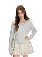 Contrast Hooded Knit Sweater