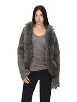 Detachable Collar Batwing Sleeve Cardigan