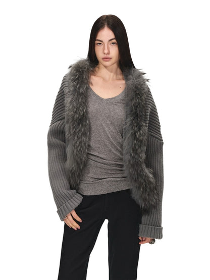 Detachable Collar Batwing Sleeve Cardigan