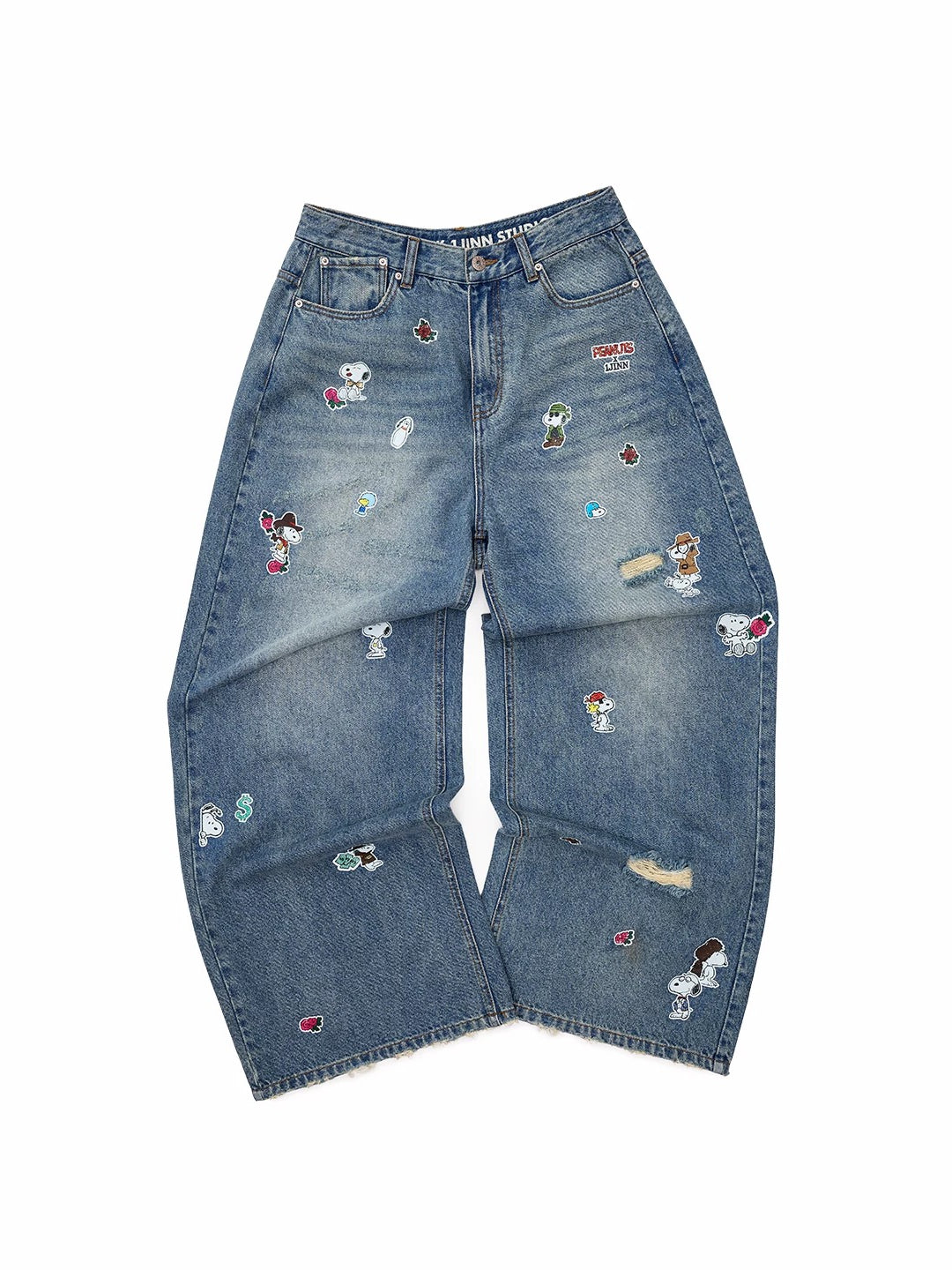 Sticker Print Wide Jeans