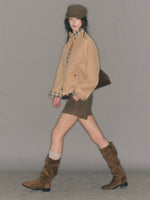 Layered Plaid Wool Blend Jacket