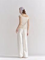 Contrast Panel Floral Eyelet Blouse