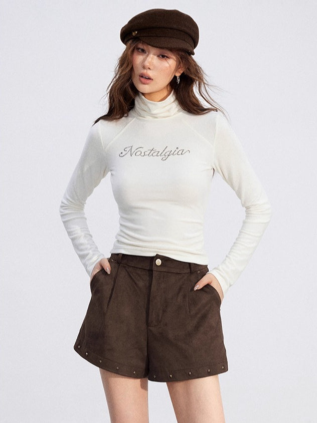 Studded Faux Suede Shorts