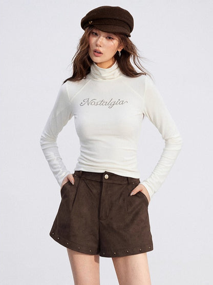 Studded Faux Suede Shorts