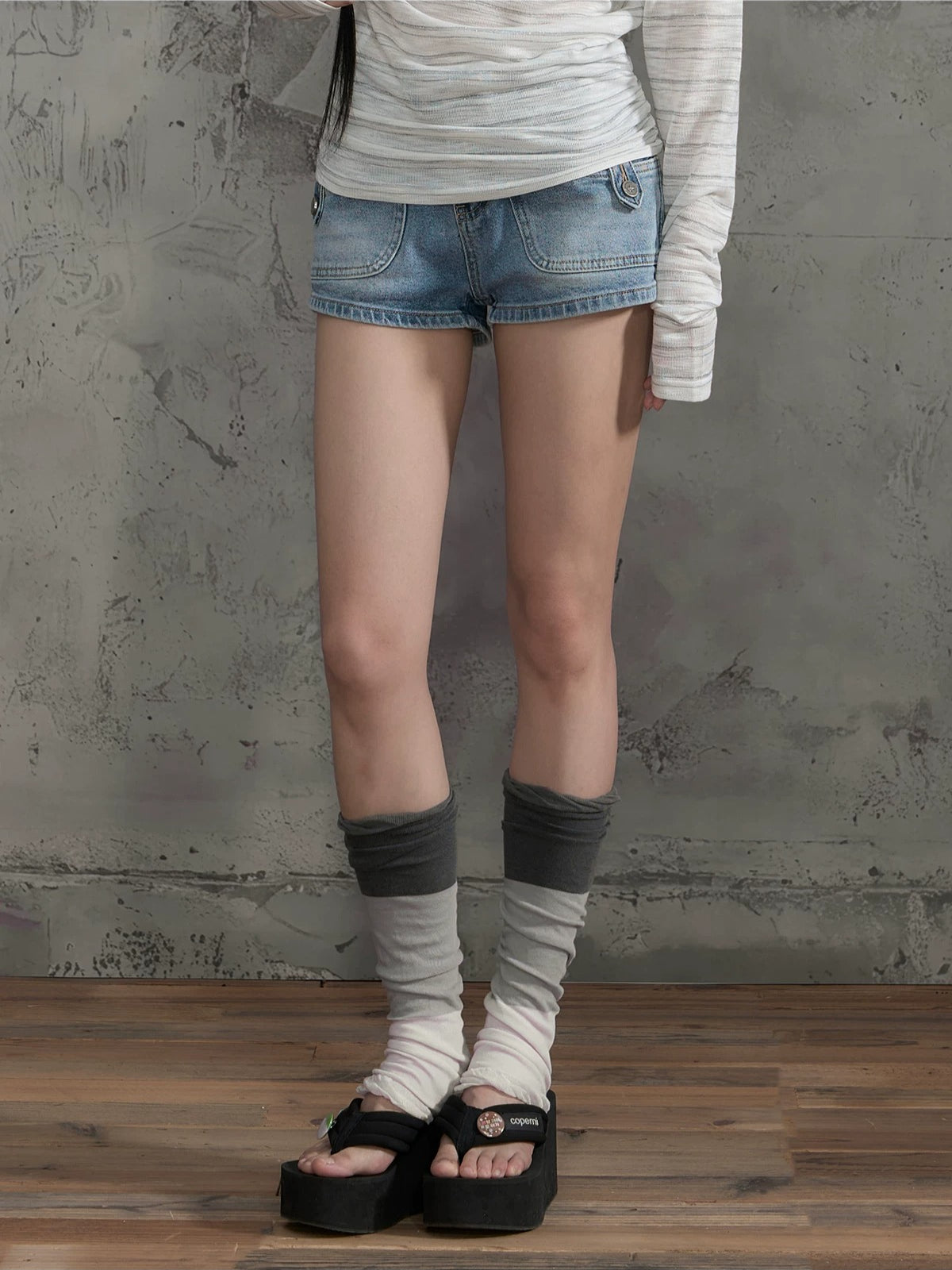 Washed Denim Shorts