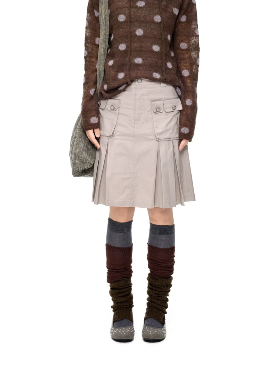 Pleated A-Line Midi Skirt