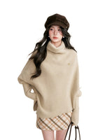Apricot Batwing Turtleneck Sweater