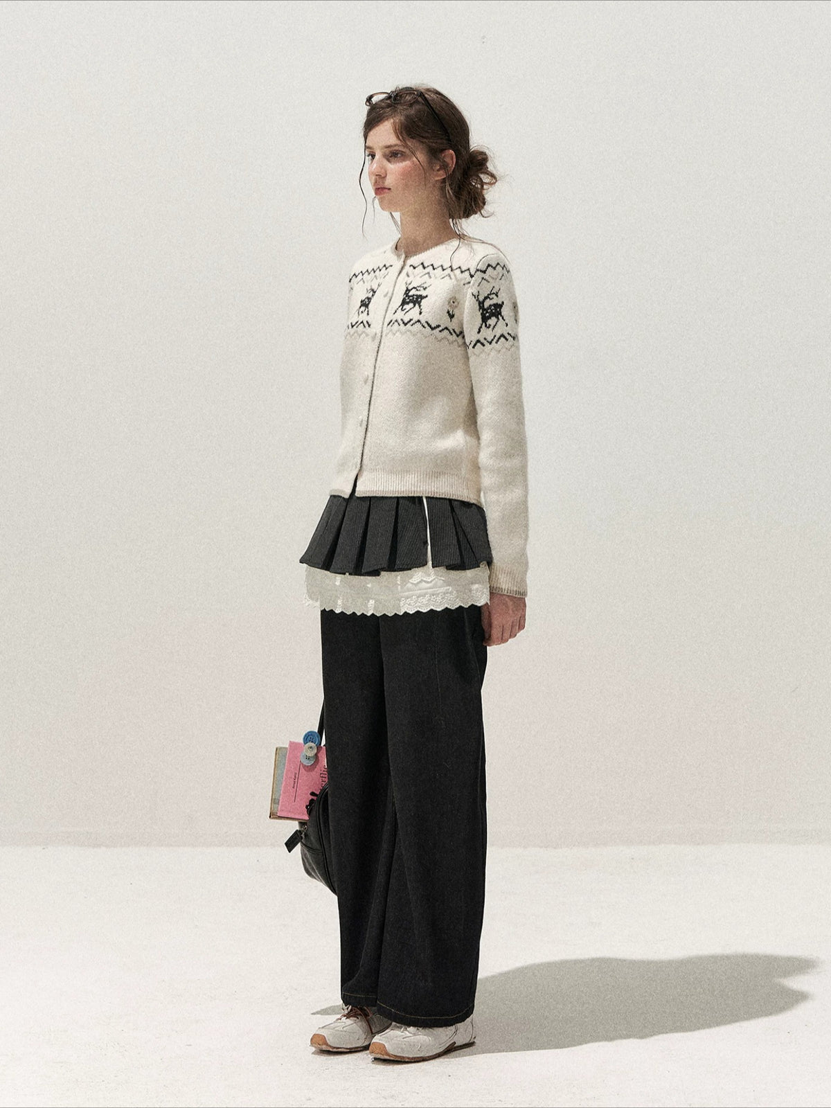 Deer Fair Isle Knit Cardigan