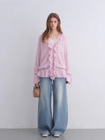 Mohair Ruffle Knit Cardigan