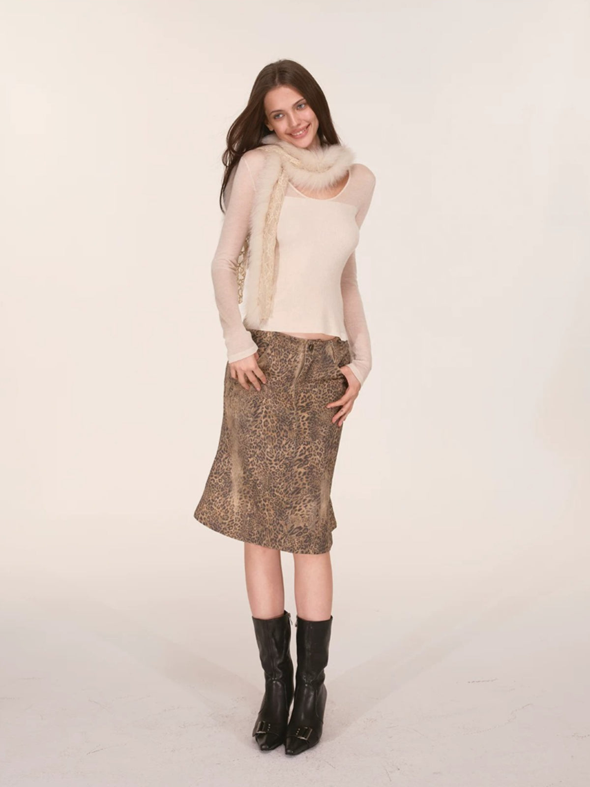 Sheer Mesh Layered Knit Top