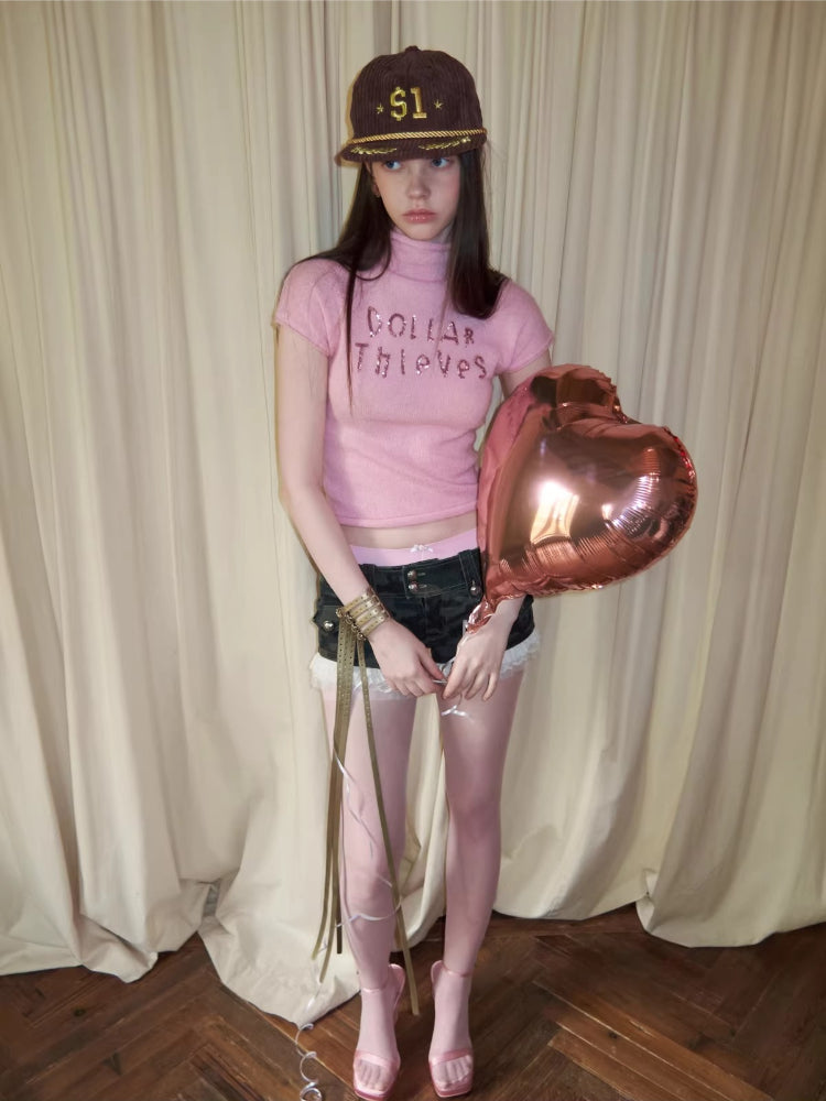 Mohair Sequin Knit Top