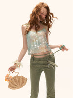 Vintage Multi-Belt Flared Denim Pants