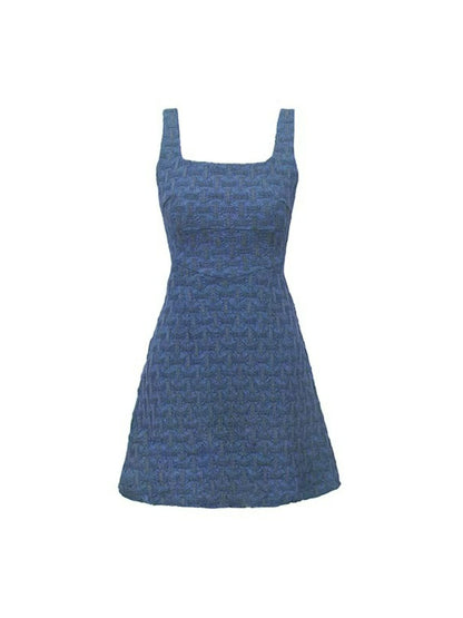 Blue Stretch Denim Slip Dress