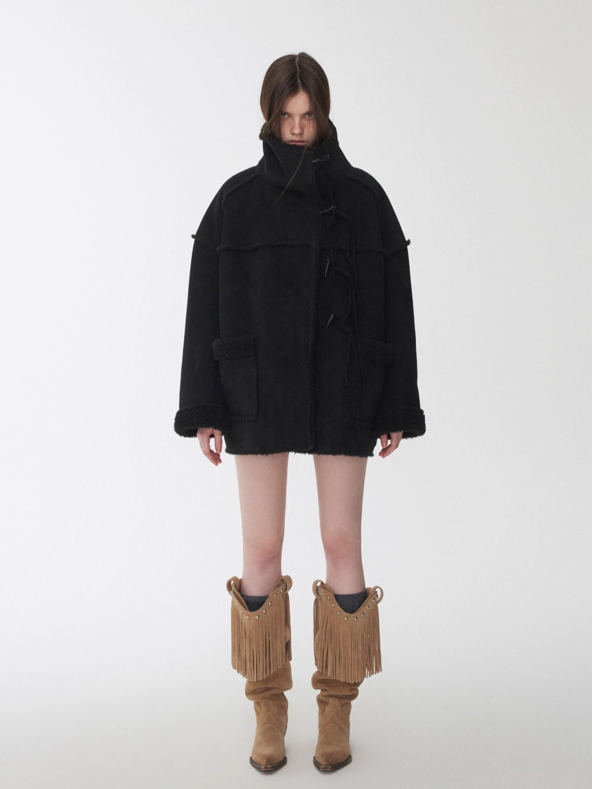 Reversible Shearling Toggle Jacket