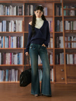 Oversized Deep V-Neck Wool Knit Sweater