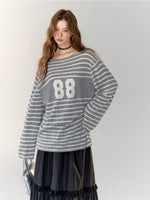 Printed Striped Knitted Sweater