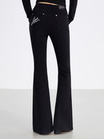 Embroidered Flared Slim-Fit Jeans