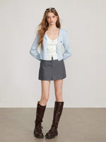 Contrast Collar Layered Knit Sweater