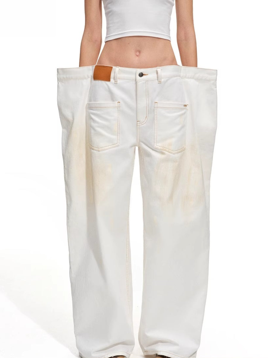 Polar Washed Twill Denim Wide-Leg Jeans