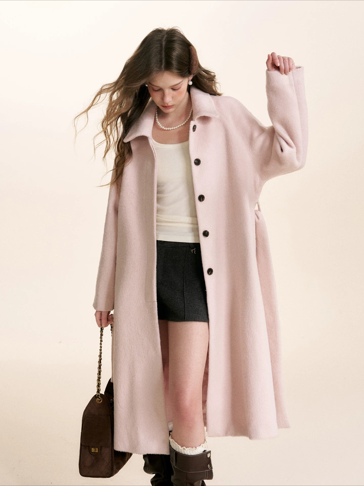 Pink Wool Blend Coat