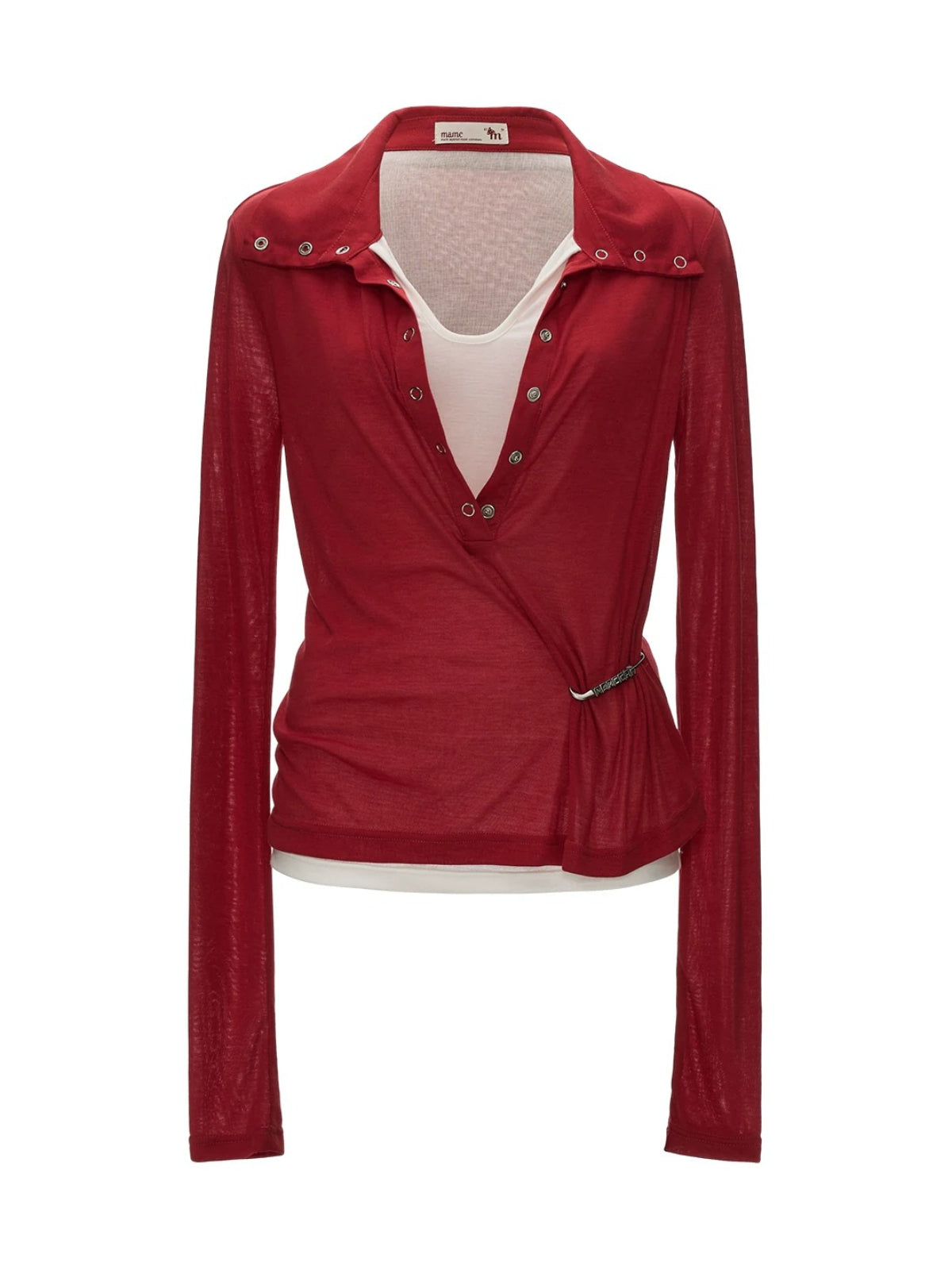 Layered V-Neck Fitted Polo Top