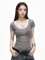 Rivet V Neck Tee
