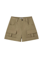 Multi-Pocket Rolled Hem Cargo Shorts