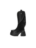 Black Studded Fringe Cowboy Boots