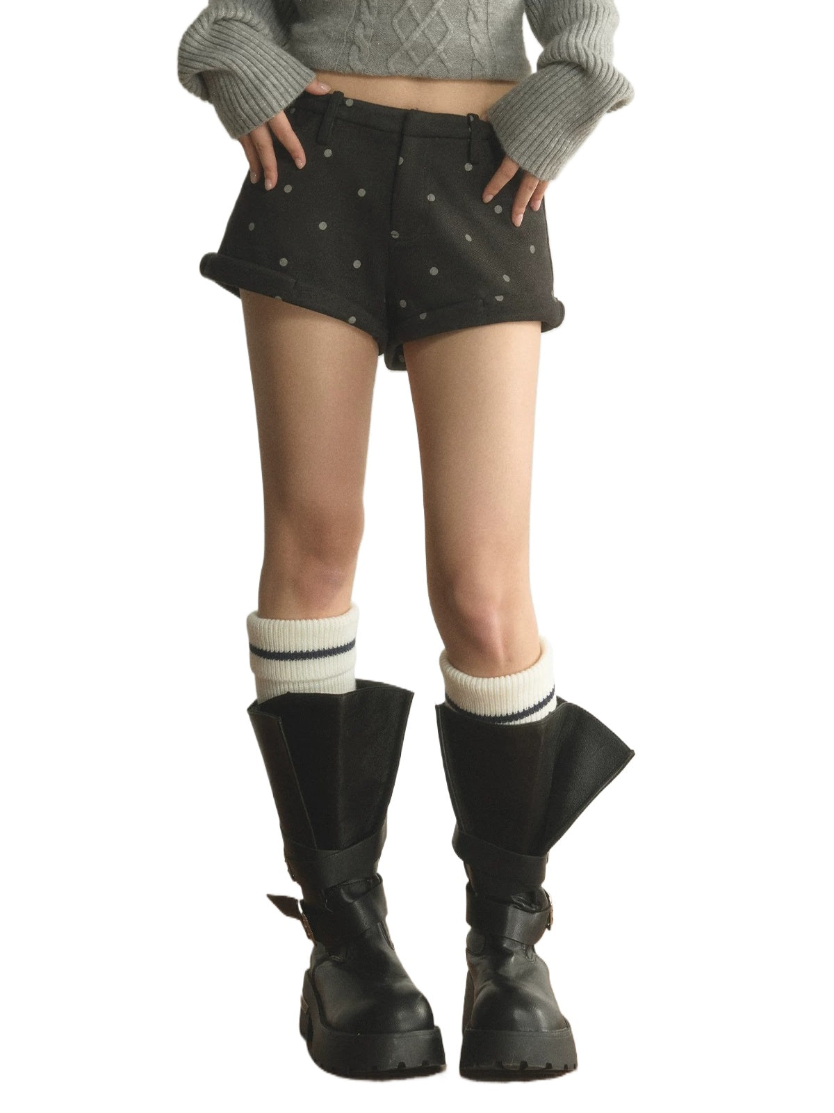 Polka Dot Cuffed A-Line Shorts