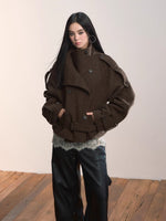 Contrast Double-Breasted Wool-Blend Coat