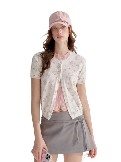 Contrast Floral Knit Top