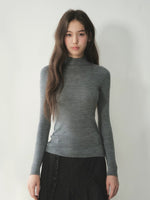 Pure Wool Mock Neck Knit Top