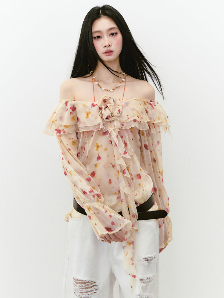 Floral Camisole Off-Shoulder Top