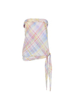 Iridescent Plaid Ruffle Bandeau Top