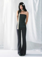 Striped Waistband Flared Pants
