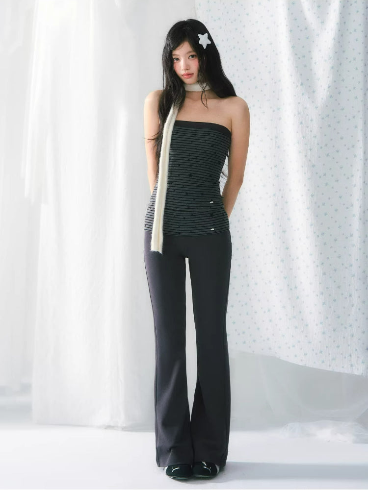 Striped Waistband Flared Pants