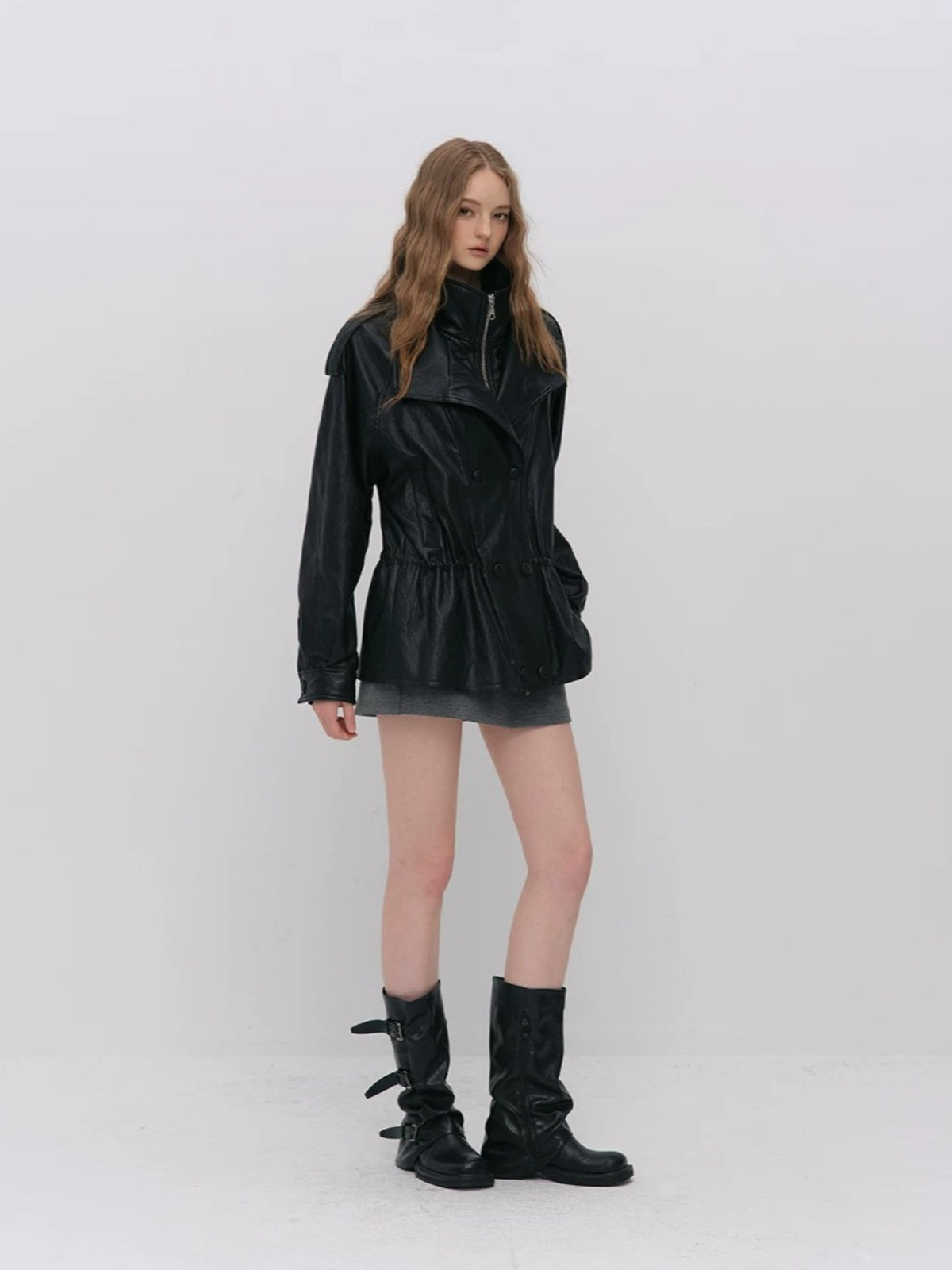 Urban Textured PU Down Jacket