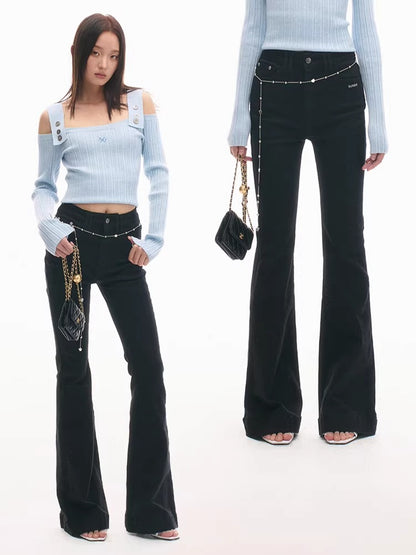 +5CM N1 Washed Skinny Bootcut Jeans