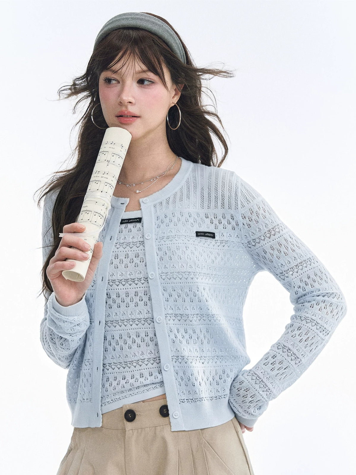 Lace Knit Cardigan &amp; Vest Set