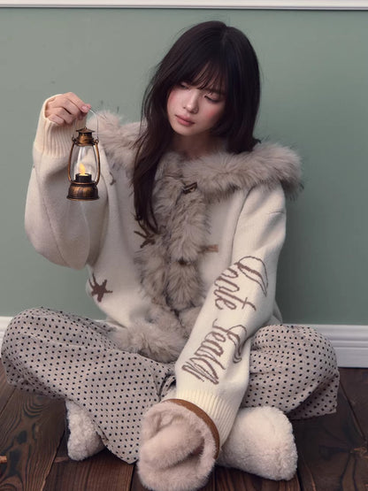 Hooded Toggle Knit Jacket