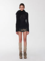 Ombre Shearling Wool Long Scarf