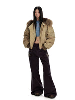 Vintage Hooded Fur Collar Down