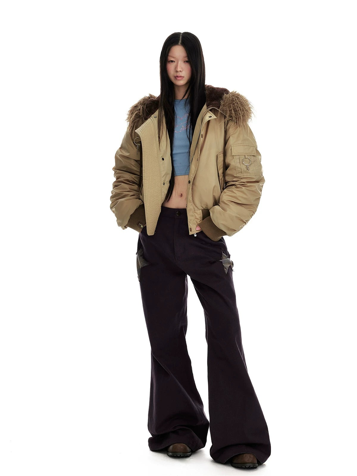 Vintage Hooded Fur Collar Down
