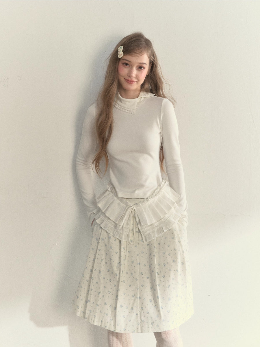 “Layered Essential” Pleated Panel Knit Top