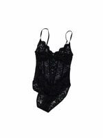 Flocked Lace V-Neck Mesh Bodysuit