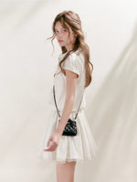 Lace-Paneled Collared Shirt Dress