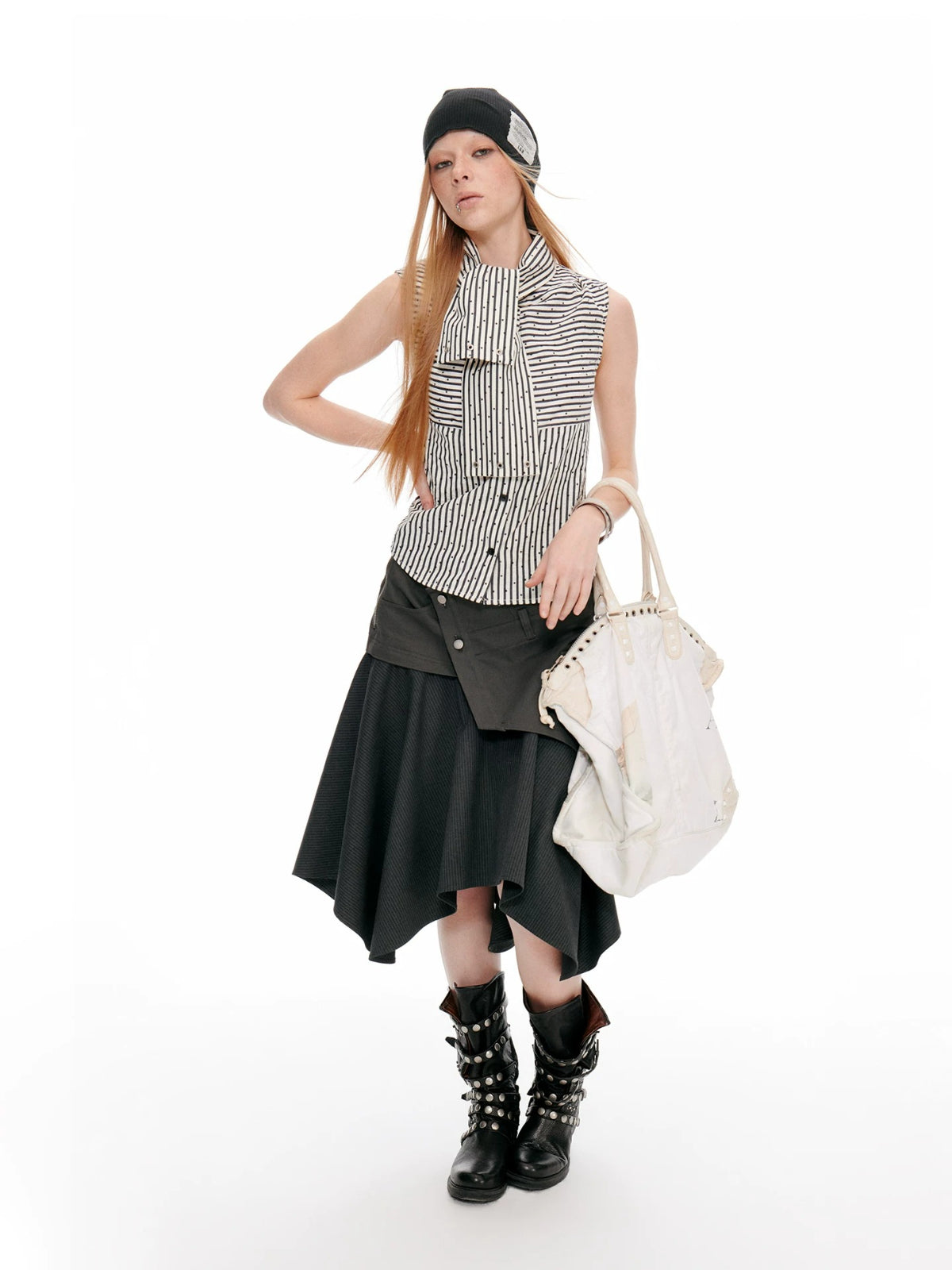 Vintage Asymmetric Cargo Midi Skirt