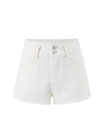White High-Waist Denim Shorts